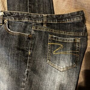 Liz & Co. Blue Classic CAPRIS Denim stretch 2 front pockets/zipper with button